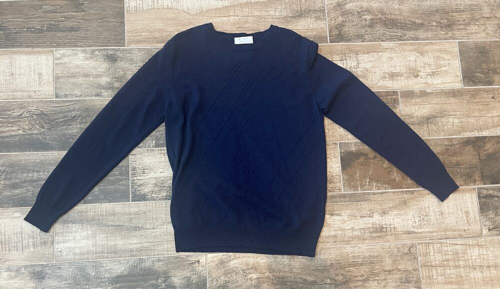 $1,595 NEW IL Borgo Navy 100% Cashmere Pullover Knit Crewneck Sweater Size M/50
